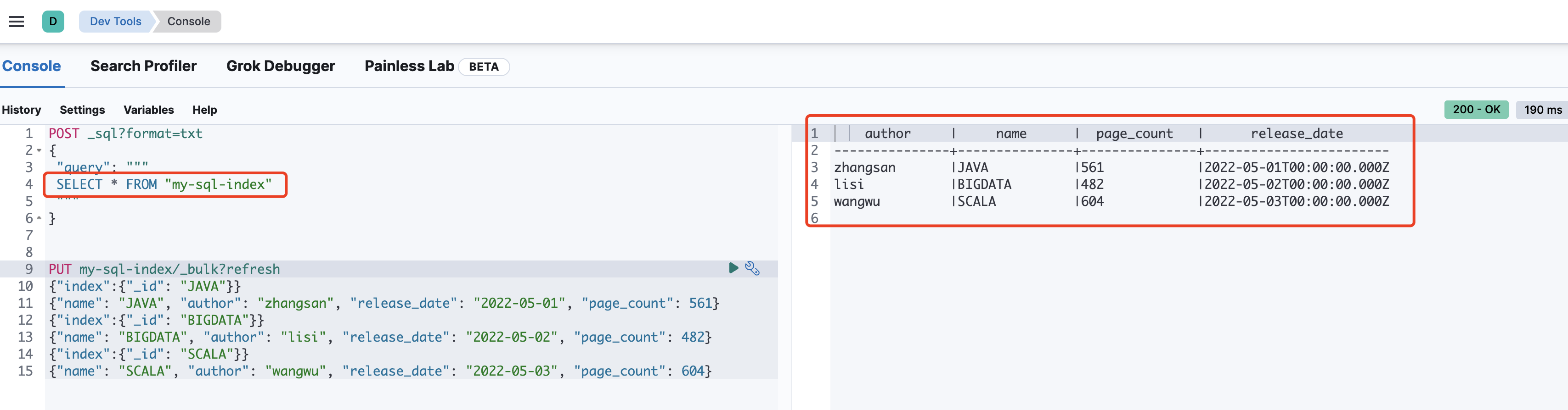 【Elasticsearch】SQL操作相关