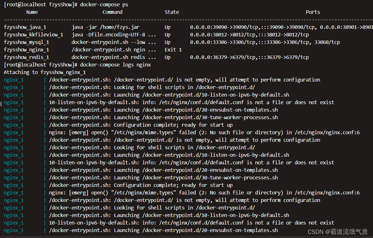 DockerCompose编排Nginx时提示/etc/nginx/mime.types“ failed (2: No such file or directory) in /etc/nginx/ng