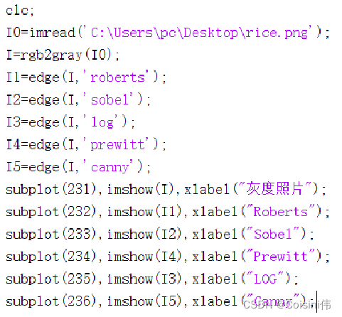 Matlab simplemente ejecuta varios operadores de detección de bordes