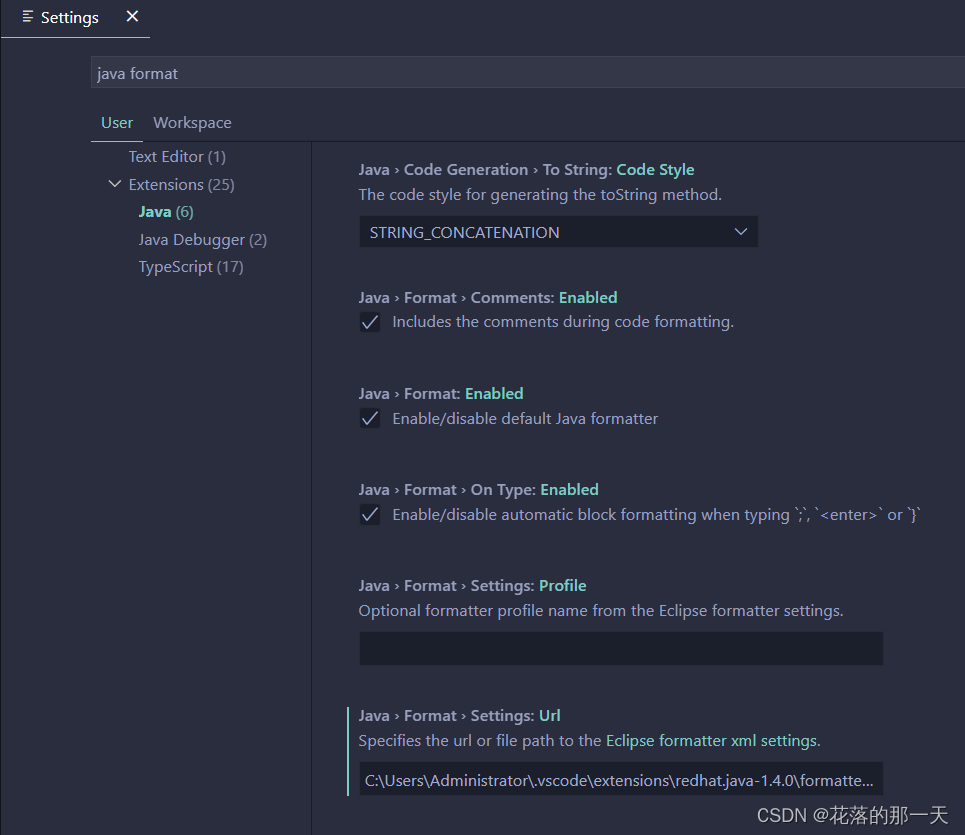 VsCode配置Java格式化规则_vscode花括号各占一行-CSDN博客