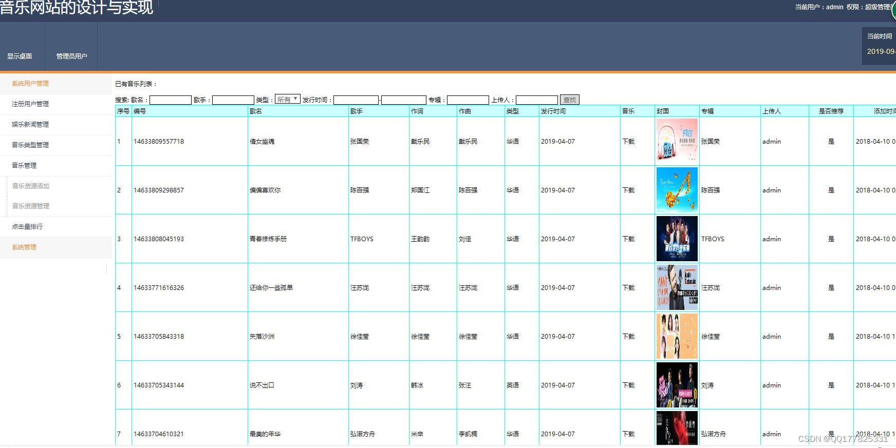 基于PHP+MySQL音乐网站的设计与实现