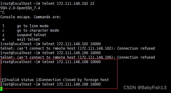 Linux用telnet判断端口是否通