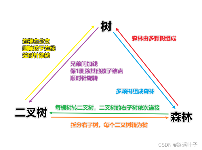 【数据结构】树与森林【树、二叉树、森林间的互转】