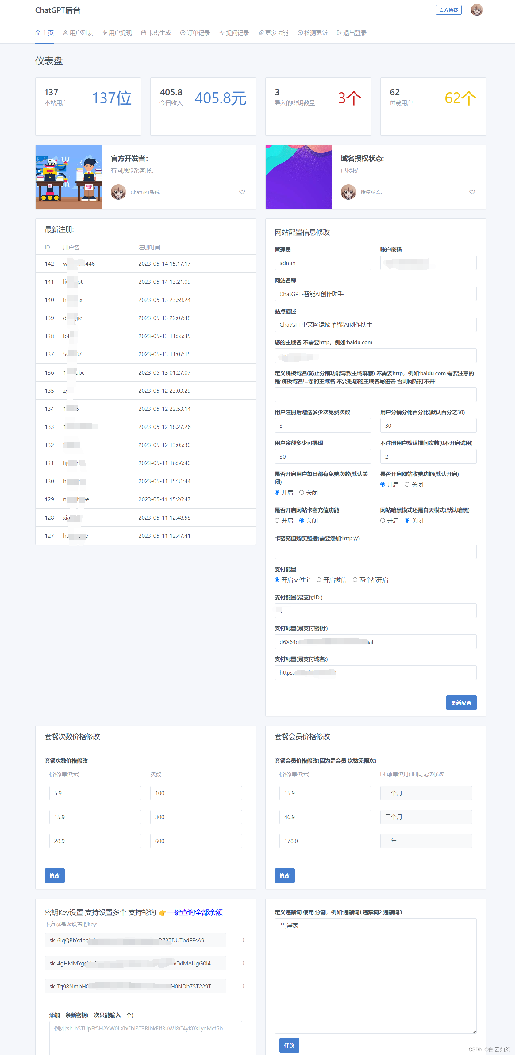 最新ChatGPT商业运营版网站源码