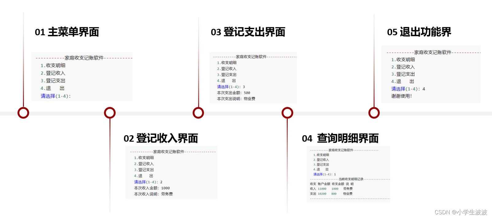 控制台实现家庭记账本功能