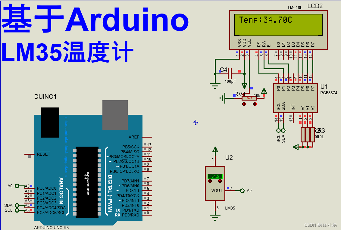 【Proteus仿真】【Arduino单片机】LM35温度计