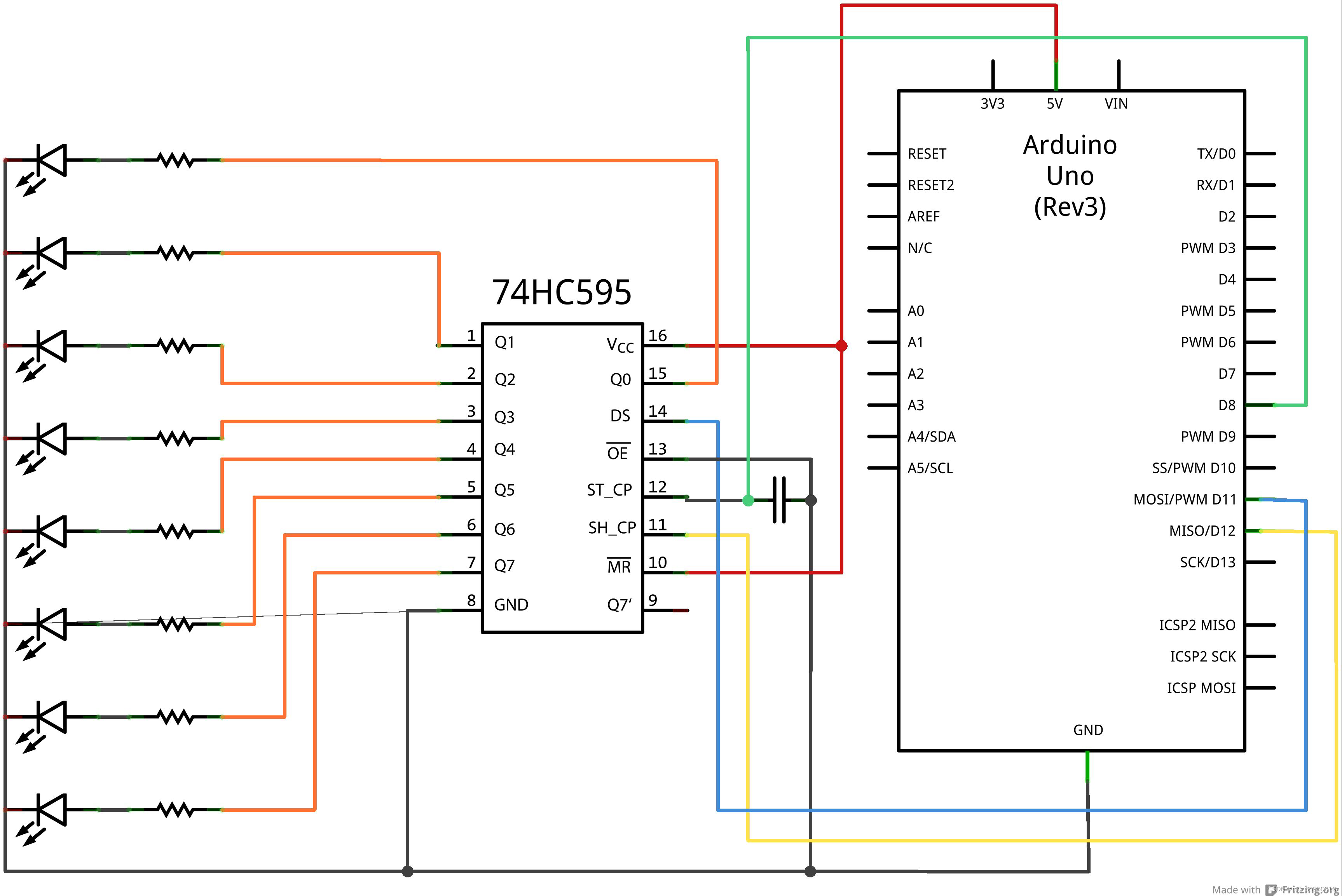 【Arduino29】74HC595控制LED灯