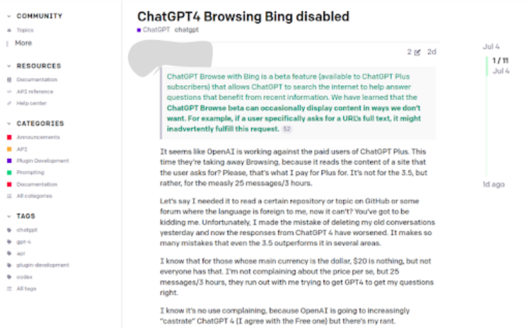 OpenAI 禁用 ChatGPT 中的“使用 Bing 浏览”功能：发生了什么？