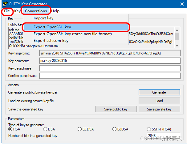 使用PuTTygen转成openssh