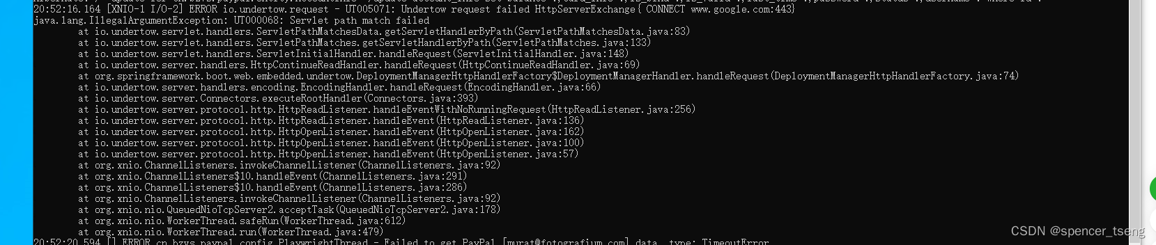 java.lang.IllegalArgumentException: UT000068: Servlet path match failed ...
