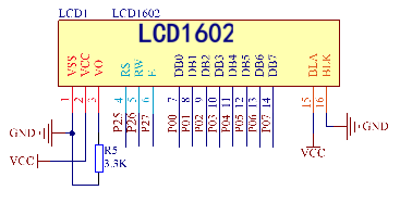 在这里插入图片描述图3-5  LCD显示电路原理图