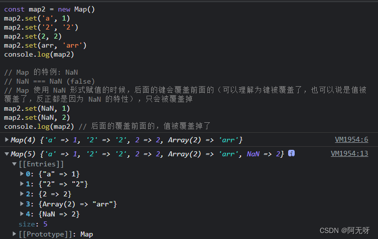Map 的键和特殊的 NaN