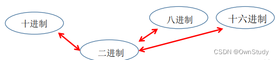 以二进制为中转转换各进制