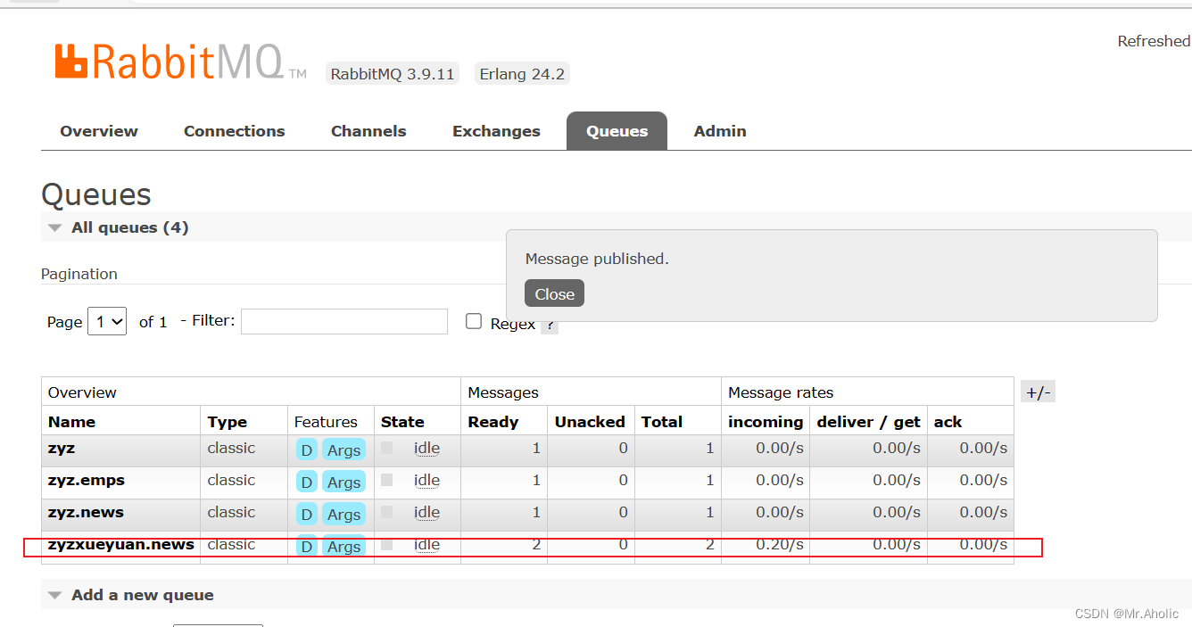 消息中间件RabbitMQ---Docker安装RabbitMQ、以及RabbitMQ的基本使用【二】