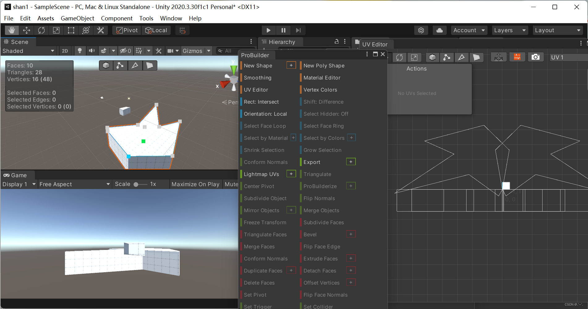 Unity3d 内置建模工具ProBuilder安装和基本使用_unity銝要ew Poly Shape-CSDN博客