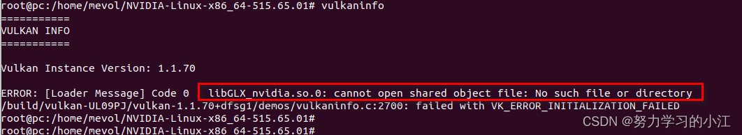 vulkan报错信息