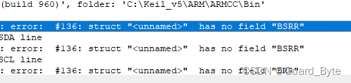 error:  #136: struct ""  has no field "BSRR"
