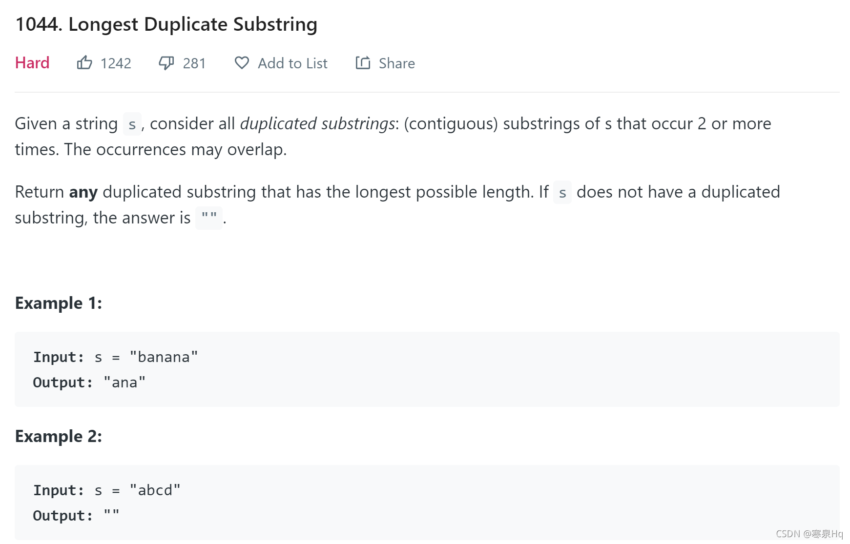 Leetcode 1044 Longest Duplicate Substring 1044 Rabin Karp leetcode-1044-longest-duplicate-substring-1044-rabin-karp
