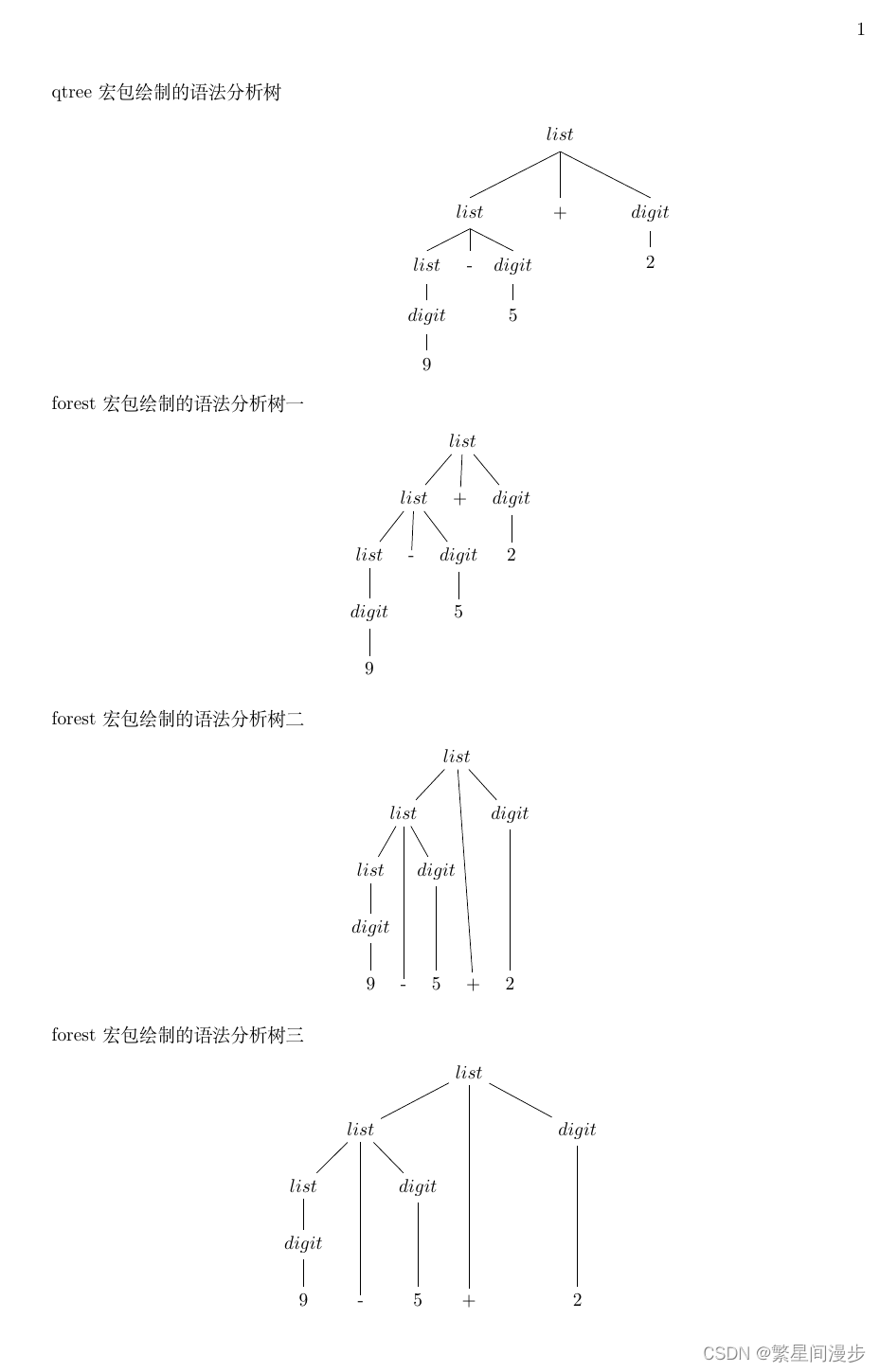 forest宏包绘制语法分析树