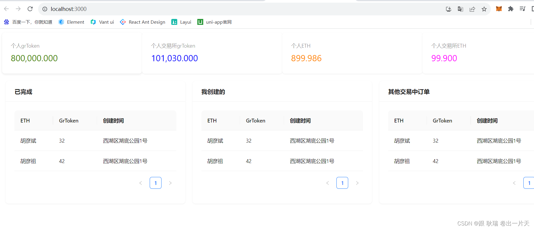 web3通过antd 在React dapp中构建订单组件基本结构