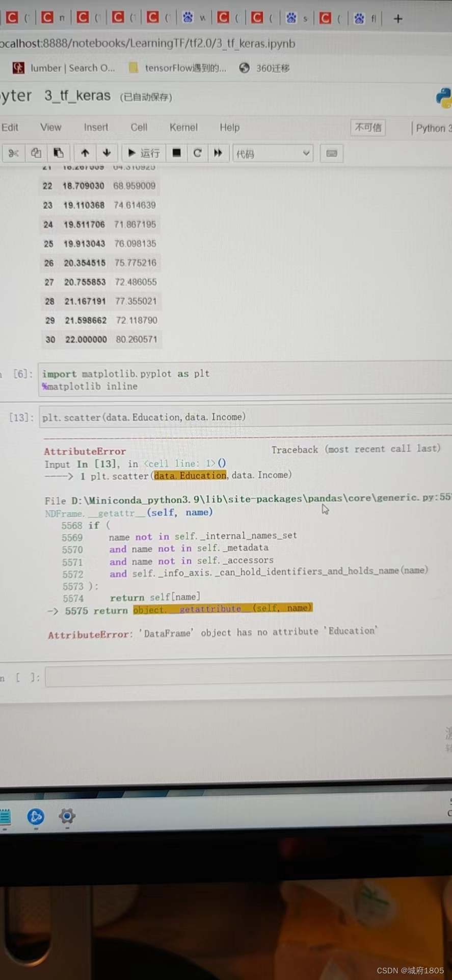 Matplotlib attributeerror dataframe object has no attribute xx