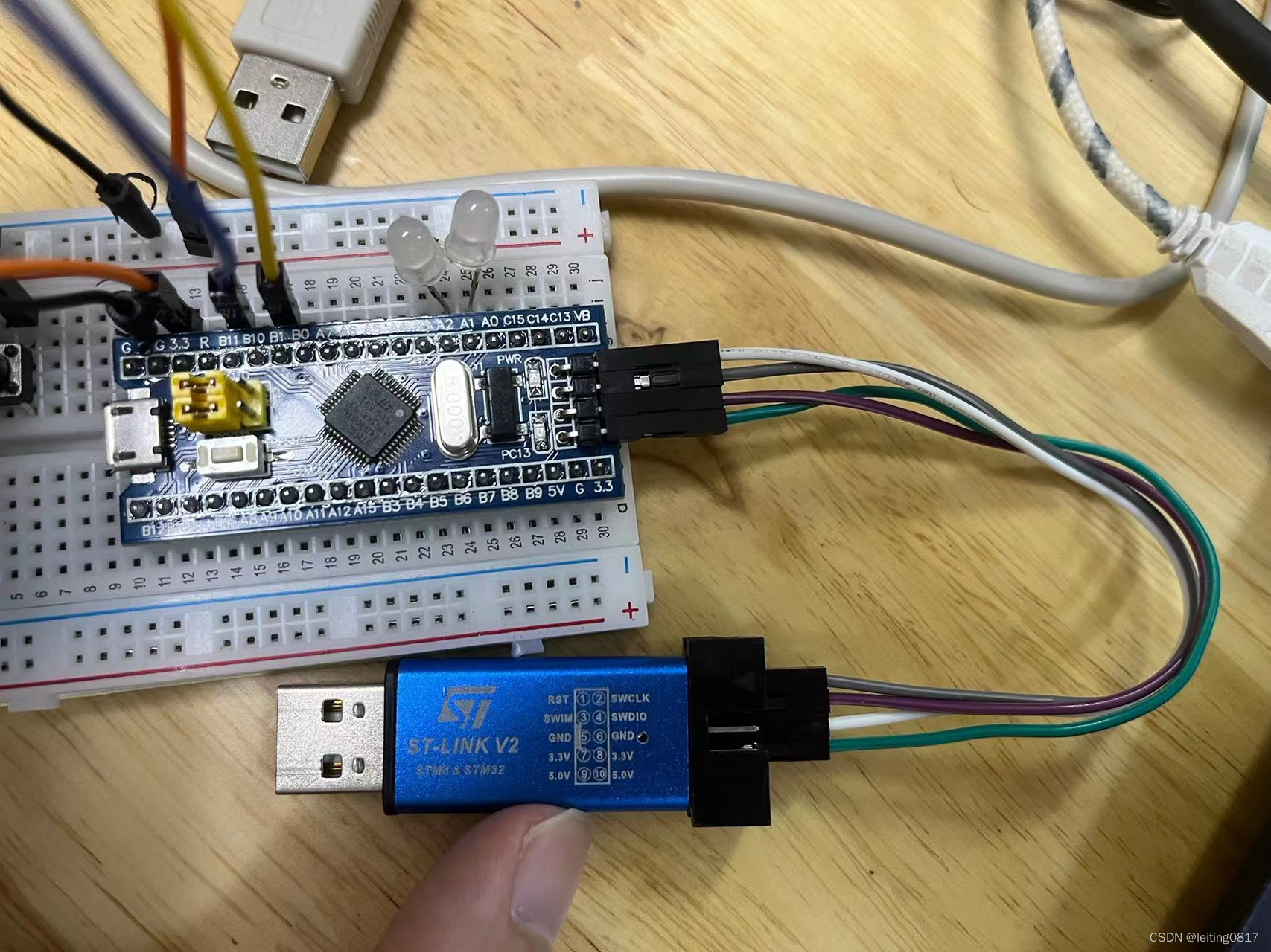 STM32F103C8T6与ST-LINK V2的连接_st-link v2与c8t6接线-CSDN博客