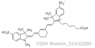 水溶性，非反应性，含有游离羧酸功能----cy染料 近红外荧光亲水CY7 COOH；Sulfo-CY5/CY7 COOH