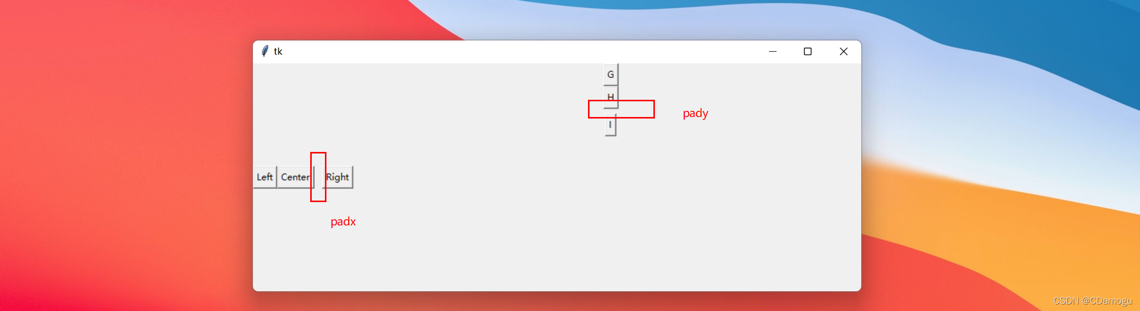 python tkinter GUI开发之布局管理(pack,grid,place),详尽到附上每个参数的效果图_pythongui pack ...