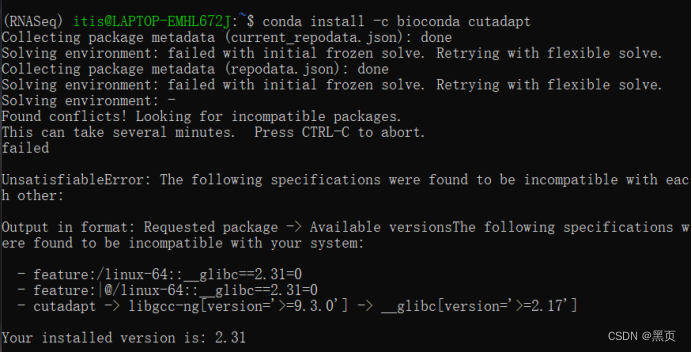 conda install -c bioconda cutadapt