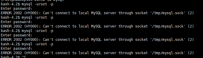 ERROR 2002 (HY000): Can‘t connect to local MySQL server through socket ‘/tmp/mysql.sock‘ (2)