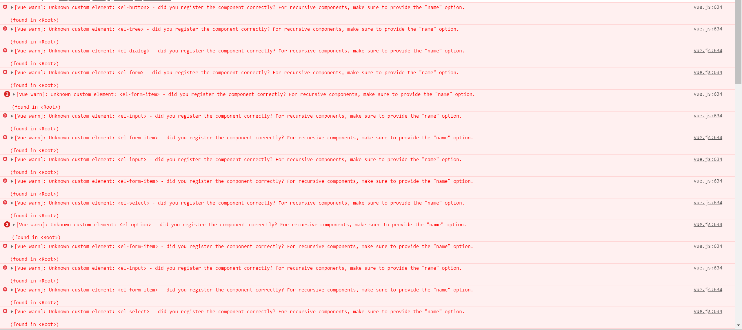 flask template中使用Vue，遇到引入elementui无效问题，Unknown custom element did you