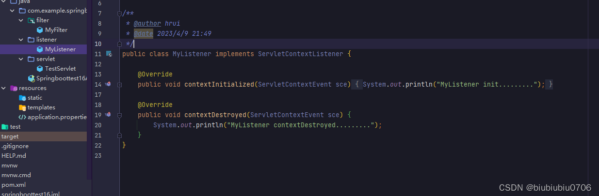SpringBoot中使用Servlet,Filter,Listener,拦截器