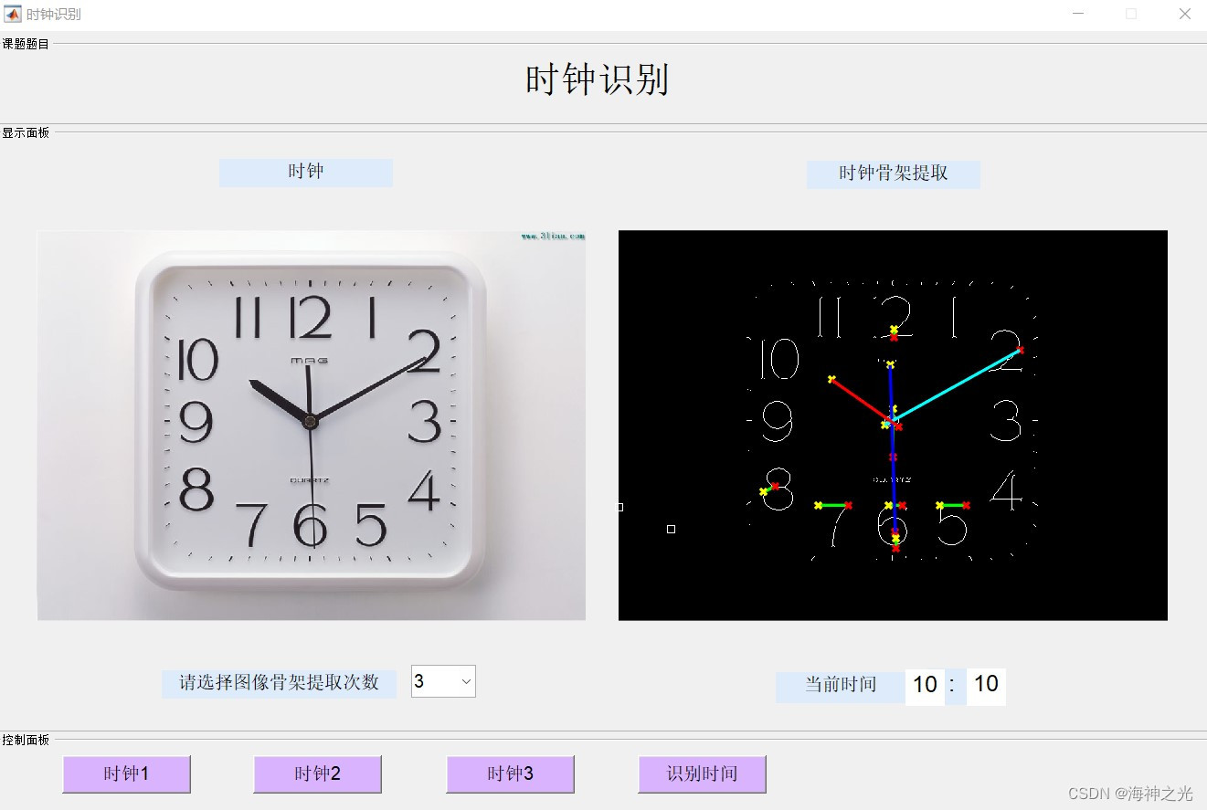 【时钟识别】Hough变换指针式时钟识别【含GUI Matlab源码 2085期】