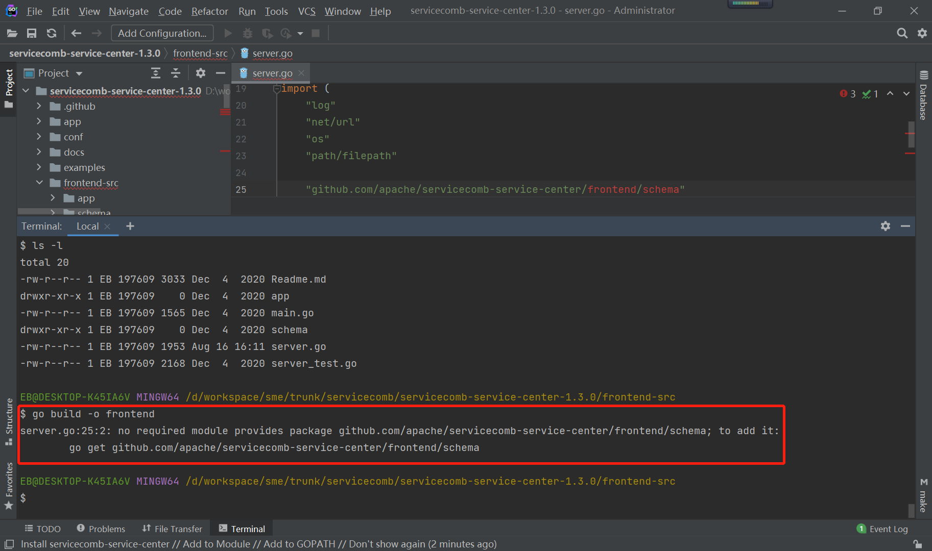 Go：no required module provides package...to add it:..._no required ...