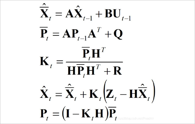 ▲ 图5.5.1 卡尔曼滤波五步计算公式