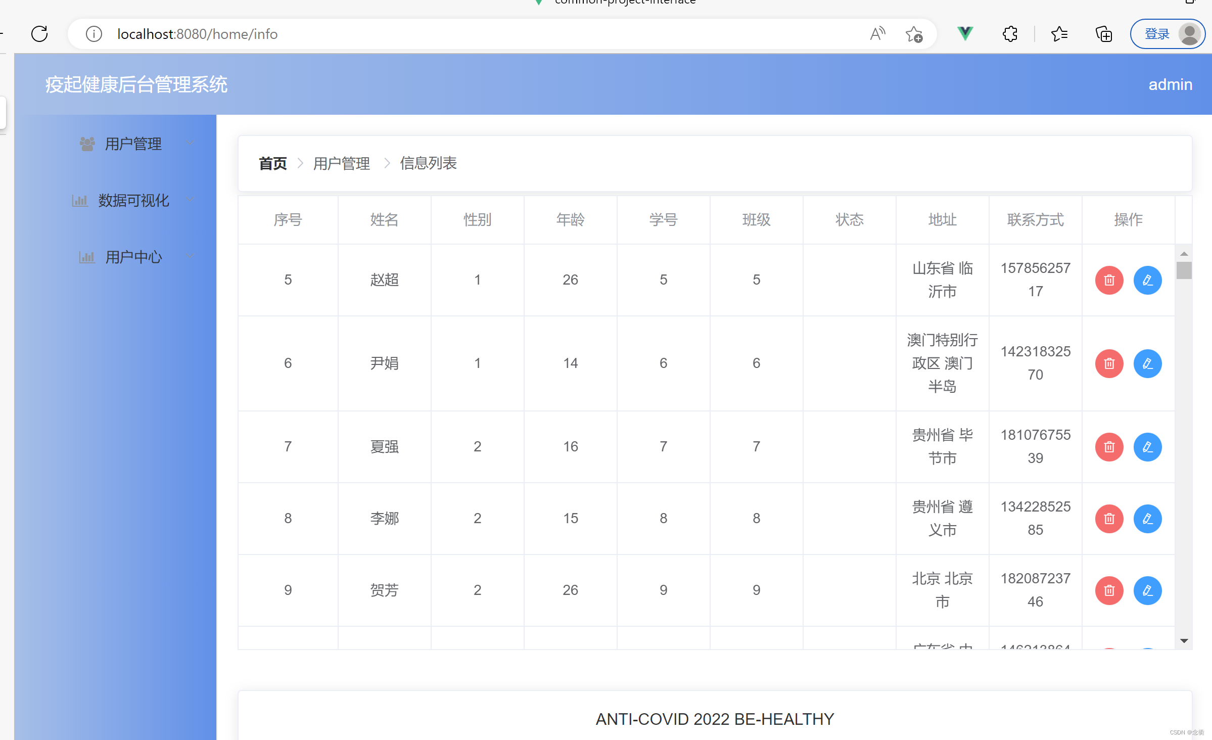 通用后台管理系统前端界面Ⅸ——数据表格渲染及处理+前端分页