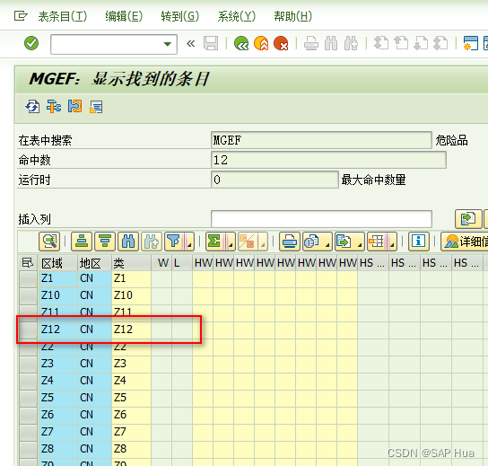 MGEF 记录添加（物料主数据有一个存储区域的选项英文显示Haz. material number（危险物料号））