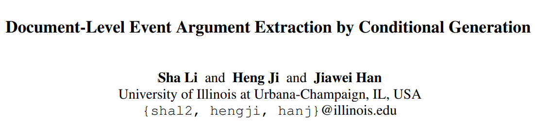 文献阅读_Document-Level Event Argument Extraction by Conditional Generation