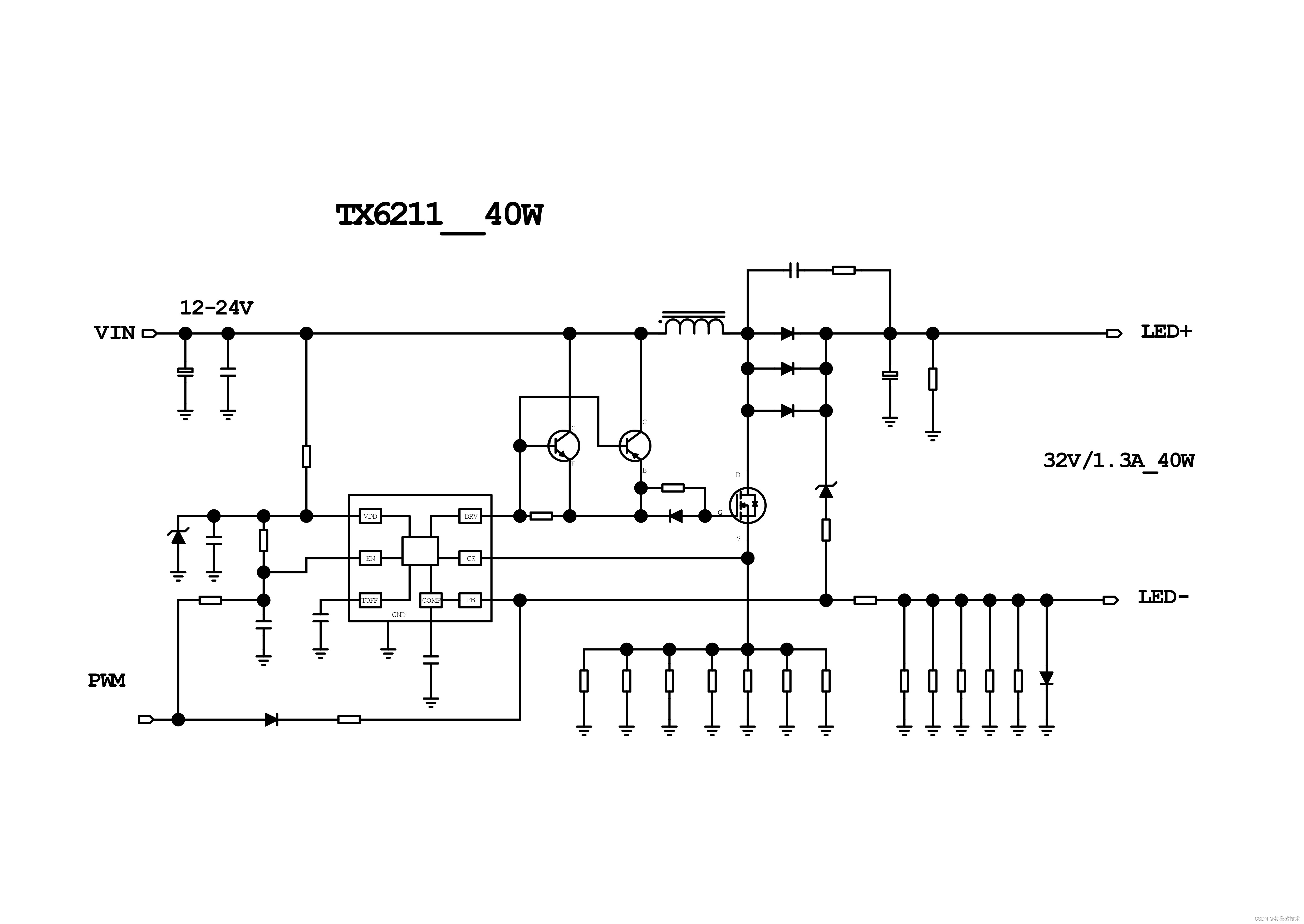 led驱动芯片tx6211原理图led驱动芯片tx6211电路板led驱动芯片tx6211
