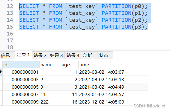 MySQL系列---分区表实验