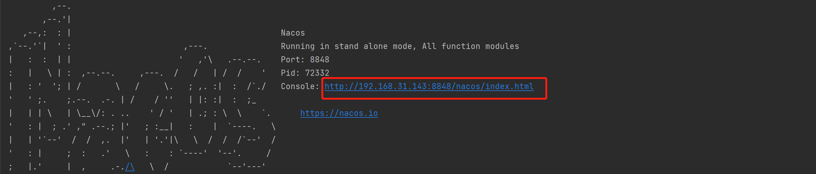 http://192.168.31.143:8848/nacos/index.html