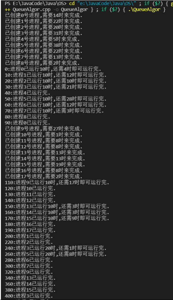 多级反馈队列调度算法模拟实现