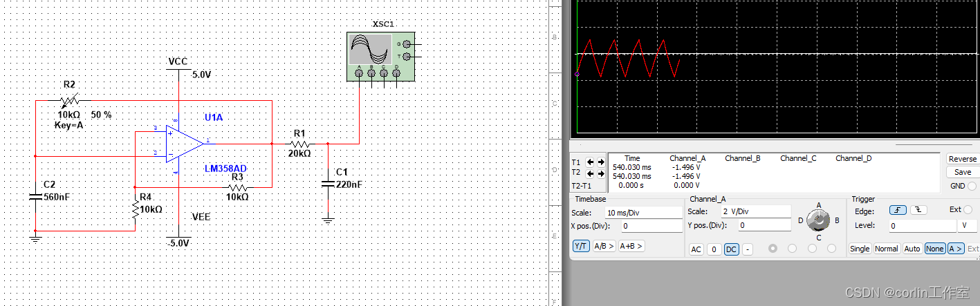 Multisim14.0仿真（五）三角波发生器