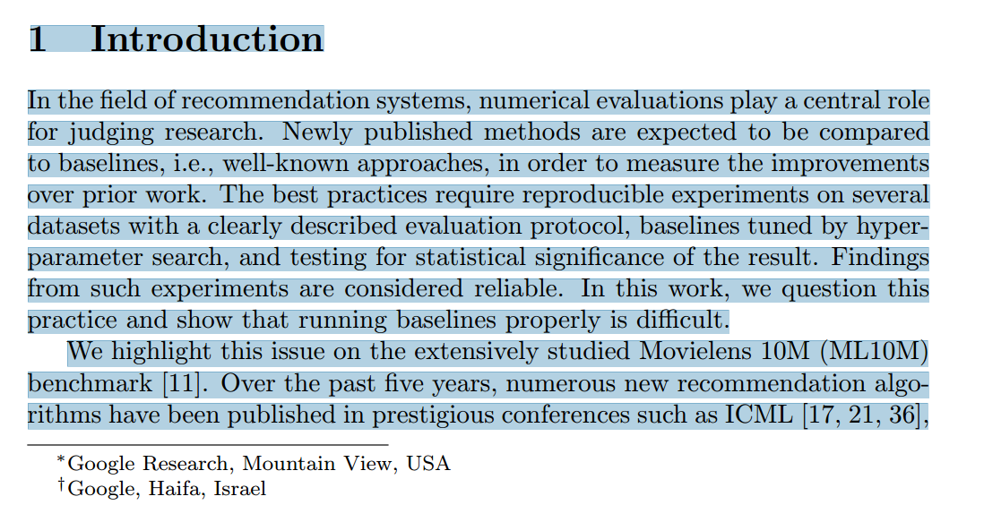 论文分享--On the Difficulty of Evaluating Baselines A Study on Recommender Systems
