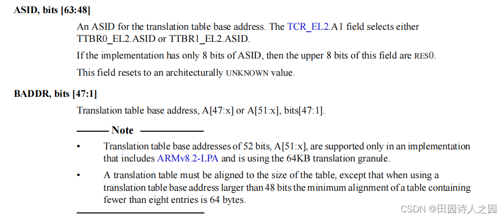 ARMv8 TTBRx寄存器