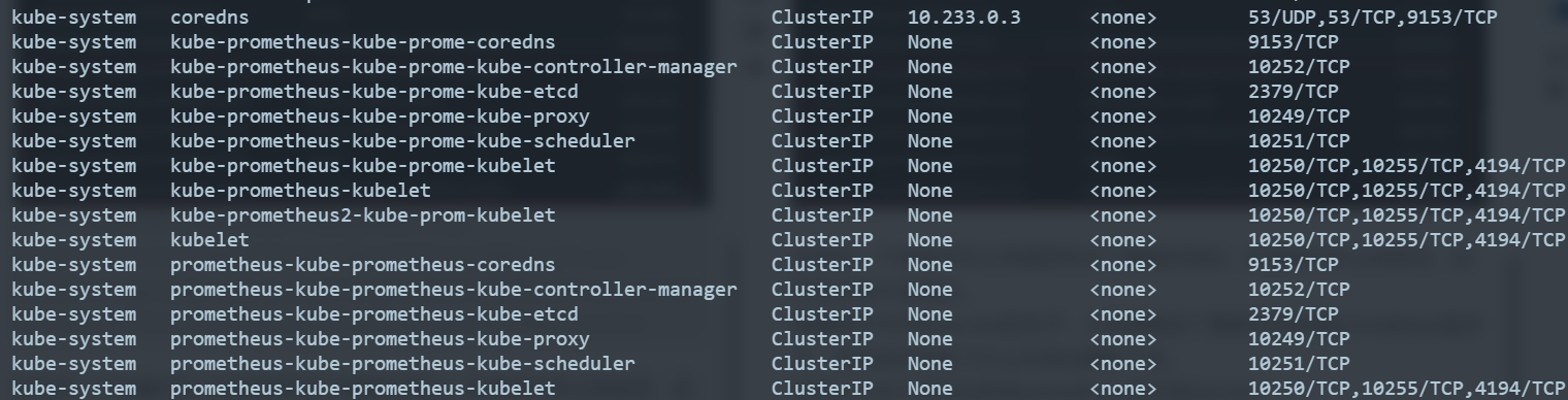 kube-system有残留的prometheus相关的service