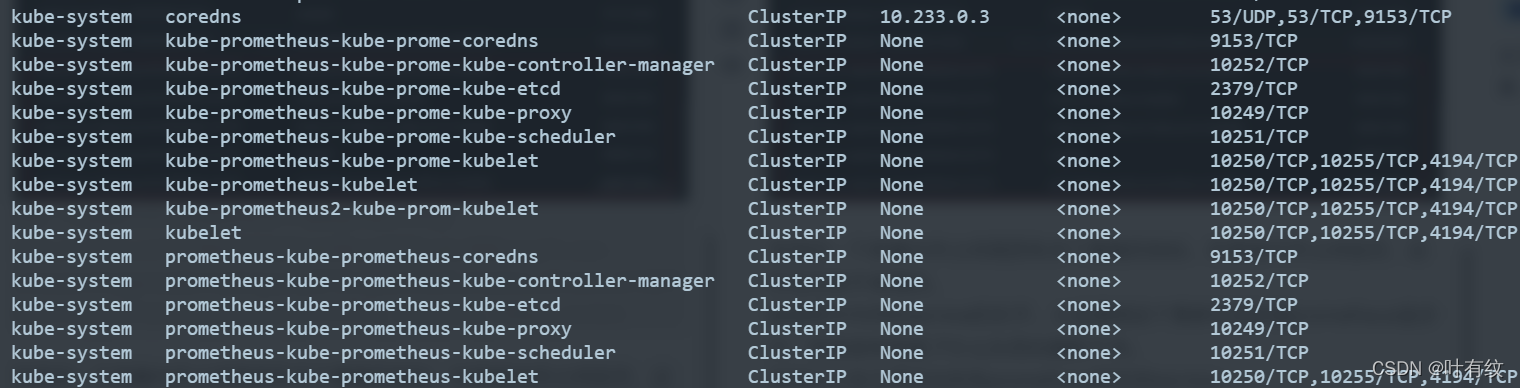 kube-system有残留的prometheus相关的service