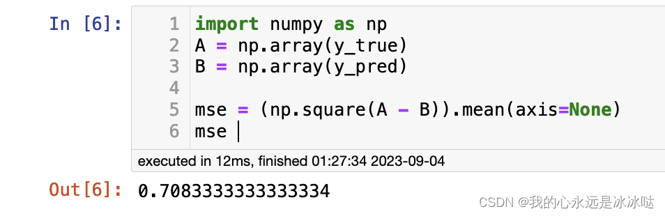 numpy矩阵求MSE