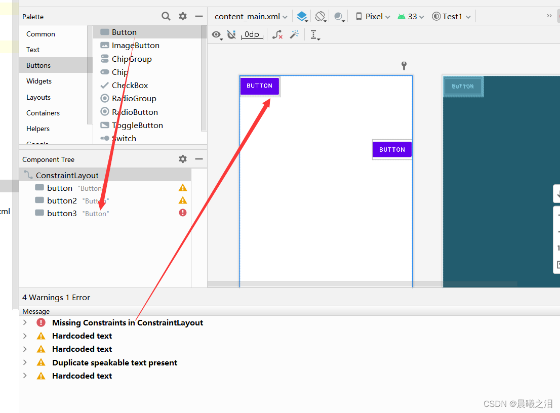 关于在Android studio 出现Missing Constraints in  ConstraintLayout的解决办法_晨曦之泪的博客-CSDN博客