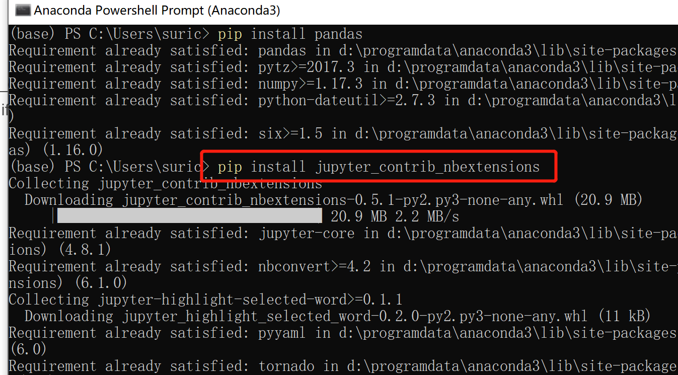 安装 jupyter 代码补全显示出错 EnvironmentLocationNotFound: Not a conda